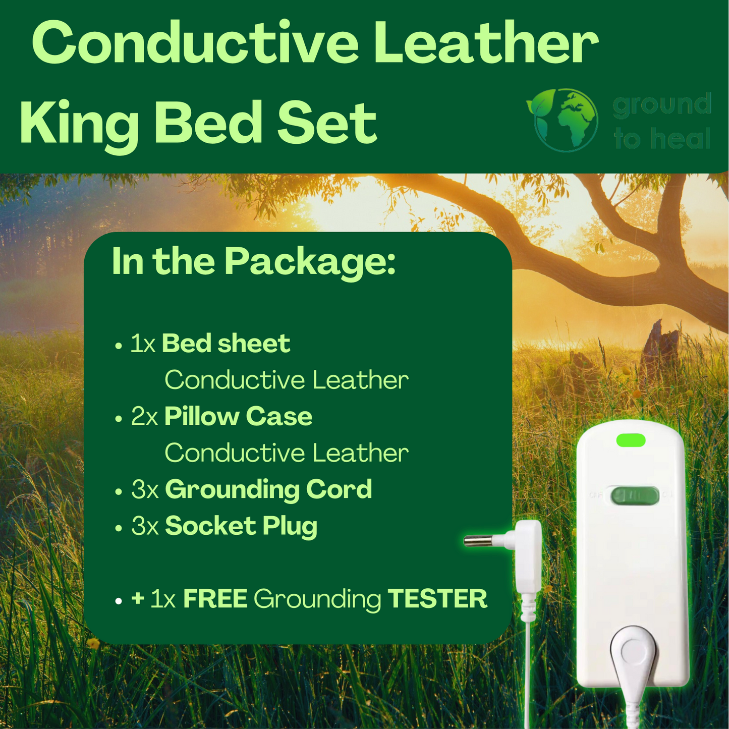 Ground to Heal®  King Bed Set Conductive Leather