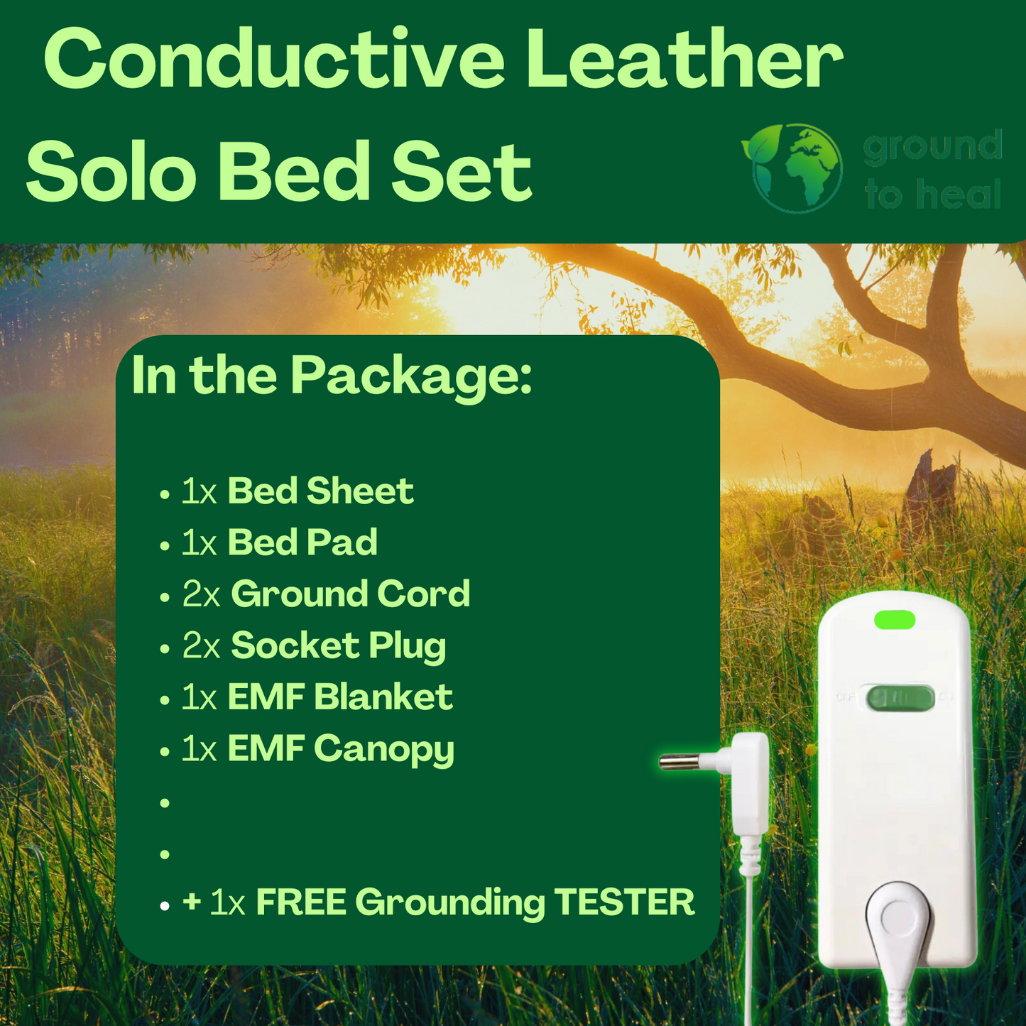 Ground to Heal® Solo Bed Set Conductive Leather